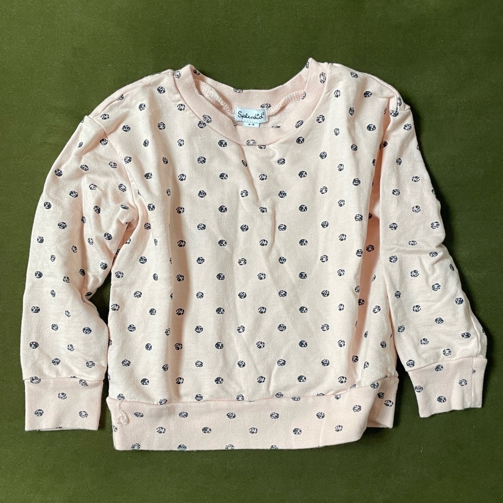 Splendid Light Pink Polka Dot Sweatshirt Kid Size 4-5